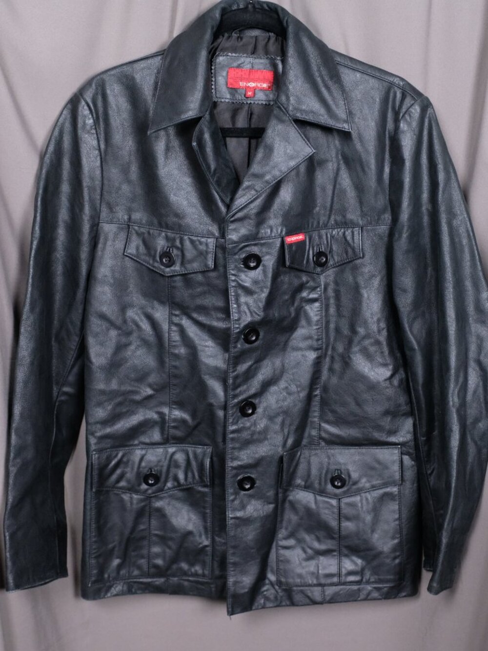Energie Distressed textured leather car coat 2000's
